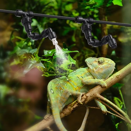 14 Pack 1/4" Single-Head Reptile Mister System Reptile Mister Nozzle Kit,360 Degree Adjustable 1/4 Misting Nozzle Parts Quick Connect Fittings for Aquarium,Vivarium,Plants, Amphibians - size: Single-Head*2