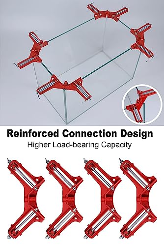 4Pcs 90 Degree Right Angle Clamp Aluminium Alloy Corner Clamps Adjustable Square Clamp DIY Woodworking Hand Tools for Picture Frames, Glass Holder, Fish Tanks, Cabinets
