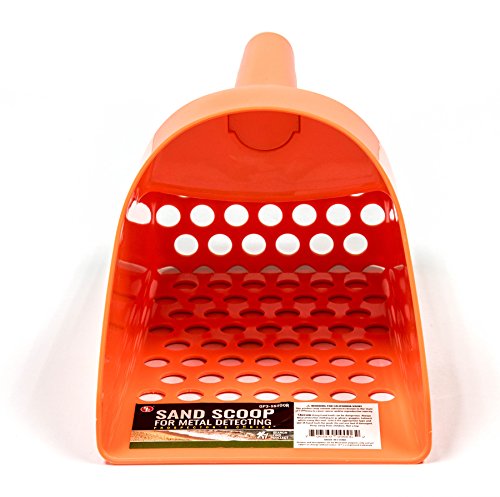 SE 3 Quart Sand Scoop Sifter with 0.5" Holes - Use for Gold and Metal Prospecting, Orange - color: Orange