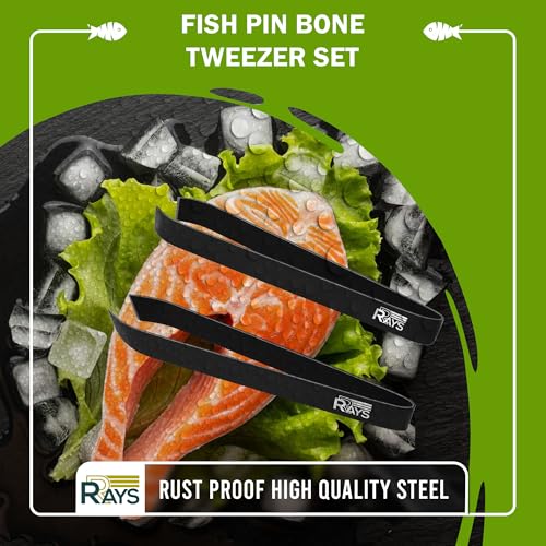 Fish Bone Tweezer Set,4.3" Stainless Steel 2 Piece, Flat and Slant tips Fish bone removal tool. - color: Fish Bone Tweezer Set