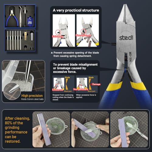 stedi Model Tools Kit for Beginners 14 PCS, Modeler Professional Basic Tools Craft Set Hobby Making Tools for Gundam, Miniature Military Model, 3D Resin Parts