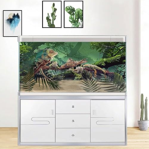 Foggy Forest Terrarium BackgroundStone Green Tree Tropical Reptile Habitat Rainforest Aquarium Background, Polyester Background 6 EVA Double-Sided Tapes 36x18 inches/90x45 - color: Forest, size: 36"L x 18"W