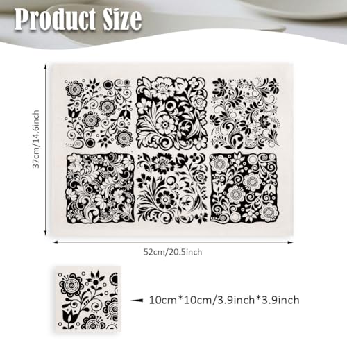 SUPERDANT 4PCS Flowers Underglaze Paper Transfer Floral Blocks Transfer Papers for Clay Ceramic Porcelain Under Glaze Transfers for Pottery Enamel Decals Black Underglaze Decal Handcrafted Gifts - style: Flowers Blocks