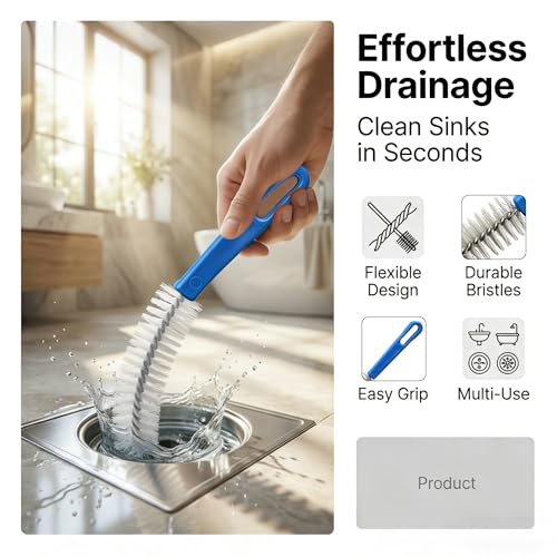 Flexible Drain Cleaning Brush Set, Long Pipe Cleaner for Kitchen Sink, Shower, Tub Hair Clogs, White, 4 Pack