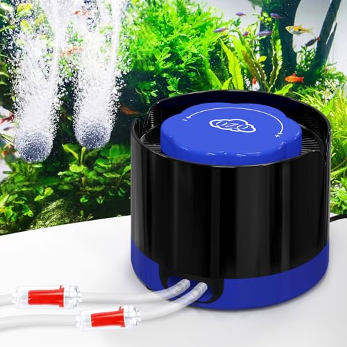 QZQ Aquarium Air Pump, Quiet Fish Tank Air Pump with Dual Outlets, 3W/5W Powerful Adjustable Oxygen Pump with Accessories, Aquarium Bubbler Aerator for Fish Tank Up to 120 Gallon (5W) - style: 5W(127GPH)
