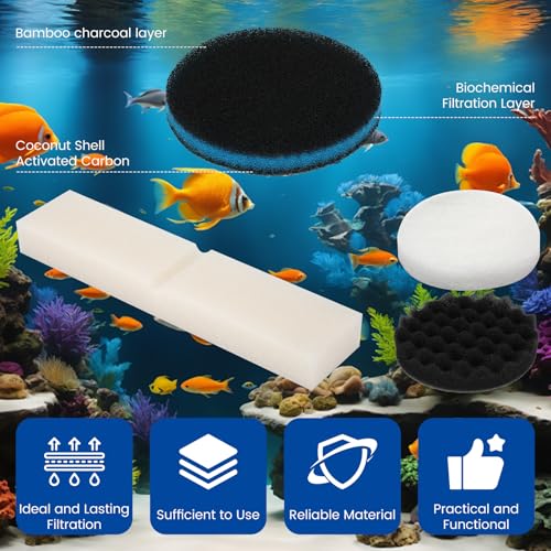 24 PCS Fx6 Aquarium Media Kits, Compatible with Fluval FX4/FX5/FX6 Canister Filters, Including Bio-Foam Block, Carbon Sponge Filter, Ceramic Ring, Silicone Lubricant, Activated Carbon, Mesh Bag