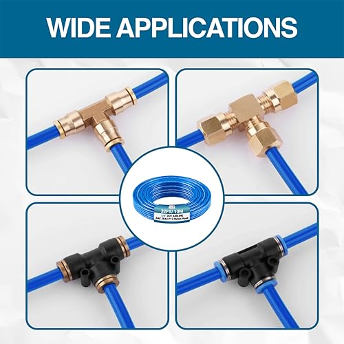 Utah Pneumatic 1/4" DOT Air Line SAE J844 PA12 Nylon Tubing for Air Suspension, Industrial Automation, Workshop Air Systems, Misting & Fluid Transfer, Blue - 10 Meters (32.8ft) - color: Blue, size: 1/4" x 32.8 Feet