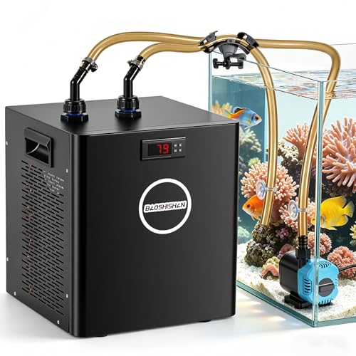 BAOSHISHAN 1/3 HP Aquarium Chiller 79 Gallons 300L Water Cooling System Set | Quiet Compressor Refrigeration for Indoor Hydroponics, Axolotls and Coral Reef Tanks, Precise Water Climate Control Solutions - size: 300L