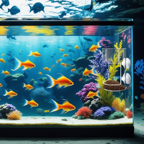 No Mess Aquarium Feeder, 2026 New Acrylic Clear Fish Tank Feeder with Suction Cup, Preventing Food Scattering (Square) - color: Square