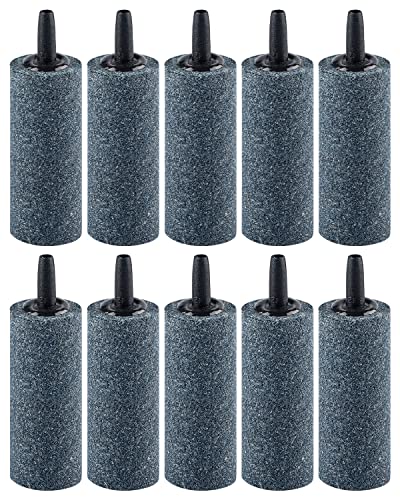 Pawfly Aquarium Air Stone Bubbler 2 Inch Cylindrical Bubble Release Tool Oxygen Diffuser for Air Pump Fish Tank Bucket Small Pond and DWC Reservoir, 10 Pack