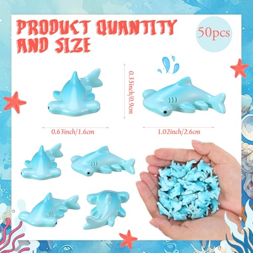 Geelin 50 Pcs Mini Resin Hammerhead Shark Figurines Tiny Resin Figurines Small Ornament Charms Figure Tiny Animals for Landscape Aquarium Garden Desktop Birthday Party - style: Hammerhead Shark