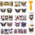 32 Pcs Gothic UV DTF Cup Wraps for 16OZ Glass, 4.3 x 9.4 Inch Skull Rose UV DTF Transfer Stickers Waterproof Rub on Transfer Decals for Glass Bottle Vase Furniture Crafts - style: Skull and Rose
