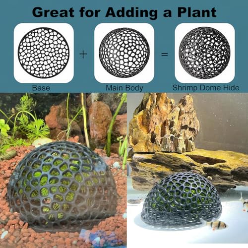 Aquarium Shrimp Hide, Fish Tank Porous Cave Shelter Hideout Ornament, Detachable Breeding Shrimp Hide & Rest Tunnel, 2 Set, Black - color: Black