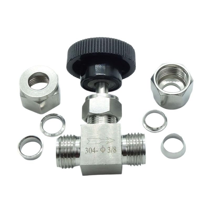1 Piece Stainless Steel 304 3/8" Tube OD Double Ferrule Compression Fitting Instrument Needle Valve - size: Straight 3/8" OD