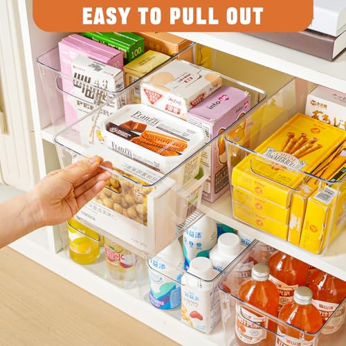 Freebat 12 Pack Large Clear Plastic Storage Bins,Plastic Containers with Handle for Pantry Organizer and Storage,Perfect for Kitchen,Fridge,Cabinet, Closet,Bathroom Under Sink Storage - color: Large 12Pack