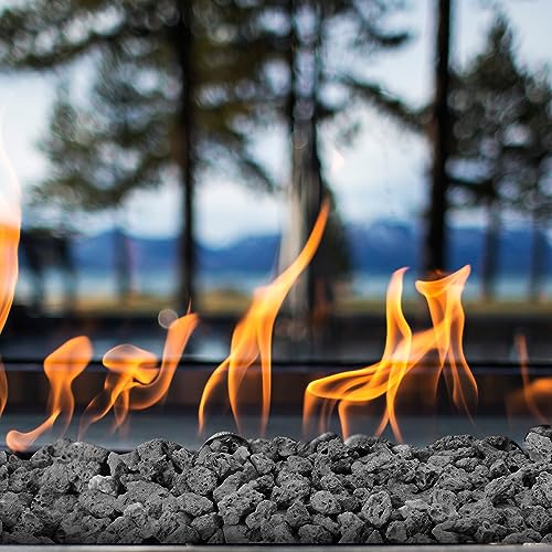Skyflame 10LB Lava Rocks for Fire Pits, Fire Tables, Fireplaces, Garden Landscaping Decoration, Indoor and Outdoor Use, 1/10"-1/5" Natural Sizes, Black Earth - color: Black, size: 1/10"-1/5"