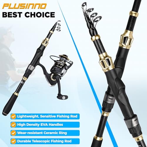 PLUSINNO Fishing Backpack with Fishing Rod &Tackle Boxes, Waterproof Sling Tackle Bag for Fish Gear with Rod Holder, Gifts for Men with Lures, Pliers, Fish Lip Gripper. - color: Fishing Backpack With Fishing Rod