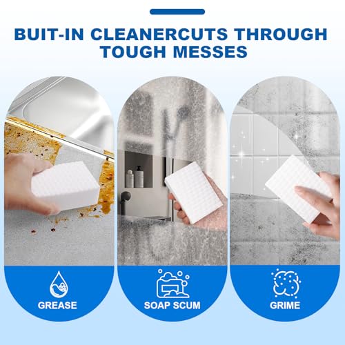 50-Pack Extra-Thick Melamine Sponges 3.94" 2.76" 1.18" Durable Kitchen & Bathroom Cleaning Pads Powerful, Non-Scratch, Water-Activated Magic Sponge - size: 50 Ct (Ultra-Durable)