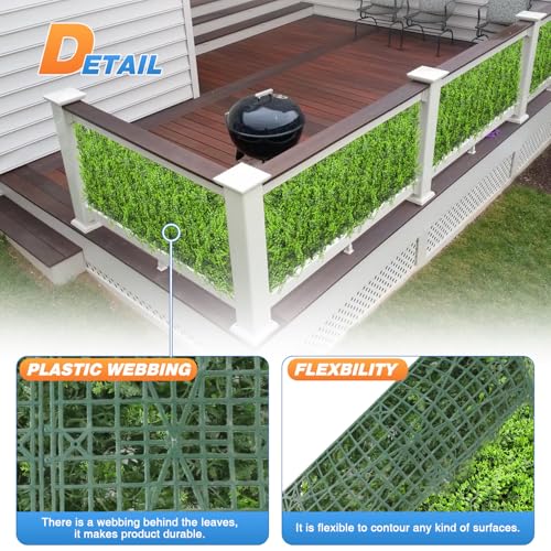 TANG 20"x20"-1PC Artificial Greenery Boxwood Panels Grass Wall Panel, Faux Privacy Fence Ivy Screens Backdrop Fake Hedge for Indoor Outdoor Wedding Décor, Fern with Backing - color: Fern With Backing, size: 20"x20"