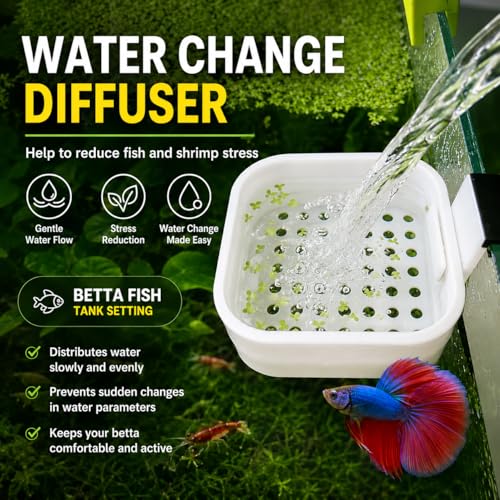 Aquarium Stable Water Change Diffuser. Water Flow Controller for Fish Tank, Flow Control & Gentle Water Return – Saves Water, Reduces Stress - color: White