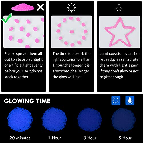 300pc Luminous Pebble Stones Glowing Rocks Luminous Stone for Garden Patio Aquarium Walkway Driveway(Pink) - size: 300, style: Pink