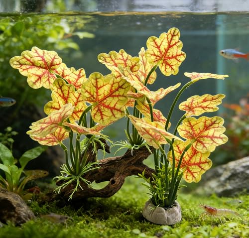 M2cbridge Fish Tank Plastic Soft Grass Artificial Betta Water Plants Decoration Goldfish Hide 2pcs (Light Yellow) - color: Light Yellow