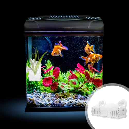 POPETPOP Aquarium Planting Cup 8.07X3.14X2.36In Clear Acrylic Fish Tank Plant Holder with Suction Cup for Aquatic Plant Growth Fish Shelter and Tank D Cor