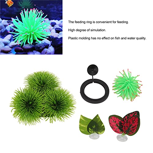 5Pcs Betta Fish Leaf Pad Set, Betta Fish Hammock with Suction Cup, Realistic Aquarium Leaf Ornament and Feeding Ring for Betta Lounger Resting Bed with Decor