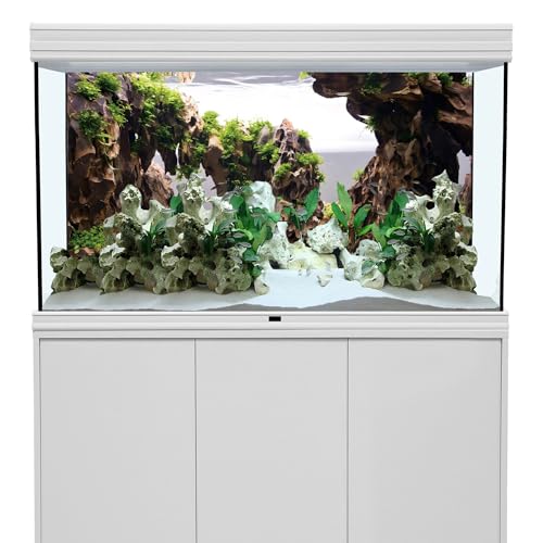 AWERT 60x24 inches Viewing Stone Fish Tank Background Aquatic Plant River Bed & Lake Aquarium Background Seaweed Aquarium Vinyl Background - size: 60x24in/150x60cm