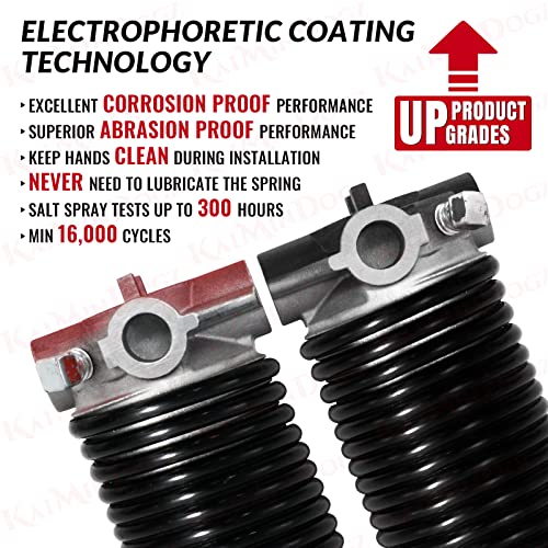 Pair of 2" Garage Door Torsion Springs Set with Non-Slip Winding Bar & Gloves,High Precision Electrophoresis Black Coated, for Replacement & Installation, MIN 16,000 Cycles (0.192x2''x24'') - size: 0.192X2"X24"