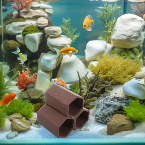 Happyyami Pottery Aquarium Shrimp Cave Hideout Spawning Tube for Fish Tank Breeding Shelter Habitat Decoration