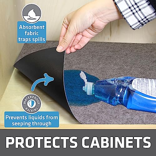 Drymate Premium Under Sink Mat, Waterproof Cabinet Protection Mats for Kitchen & Bathroom, Absorbent Shelf Liners, Slip-Resistant, Non-Adhesive, Machine Washable (USA Made)(24”x29”)(Light Grey) - color: Light Grey, size: 24"W x 29"L