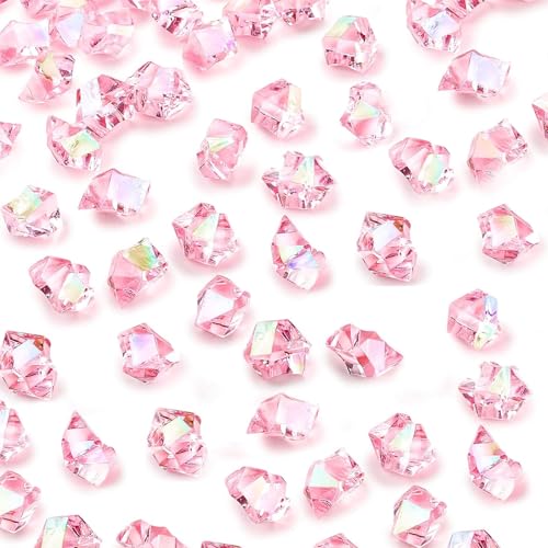 DomeStar 550PCS Bright Pink Vase Fillers, Small Acrylic Fake Ice Rocks Gems Crystals Diamonds for Table Centerpiece Fish Tank Table Scatter Photography Props Display (0.4 * 0.6) - color: Bright Pink