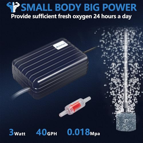 Aquarium Air Pump Compact Fish Tank Air Pump Quiet Aquarium Bubbler Aerator Buckets Oxygen Aerator Pump for 1 to 20 Gallon Fish Tanks