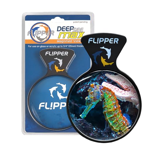 Flipper DeepSee 5" Magnetic Aquarium Viewer – Optical-Grade Magnifying Lens for Glass & Acrylic Tanks up to 5/8" Thick – Hands-Free Underwater Viewing for Fish, Corals & Aquarium Photography – Black - color: Black, size: MAX 5"
