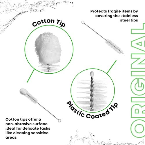 Pipe Perfect Original Cleaning Brush Set – Multi-Size Detail Brushes for Glass, Bottle, Tube & Narrow Openings | Deep Cleaning Kit for Hard-to-Reach Areas | Durable Reusable (Original Pack)