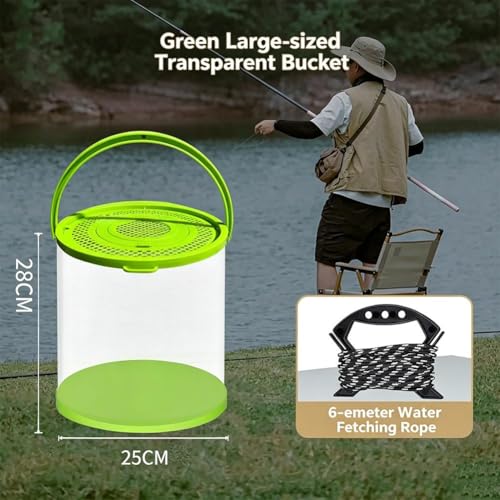 Catch Plastic Beach Aquarium Kit,Release Aquarium Box for Beach with 19.7ft Rope,Fun Travel Portable Fish Transport Container,Clear Fish Bucket,Beaches Vacation Essentials for Kids - color: green