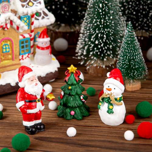 Christmas Aquarium Decorations 3PCS Resin Christmas Fish Tank Decorations Include Aquarium Christmas Tree & Snowman Christmas Figurines & Santa Claus for Christmas Fish Tank Supplies Table Decor