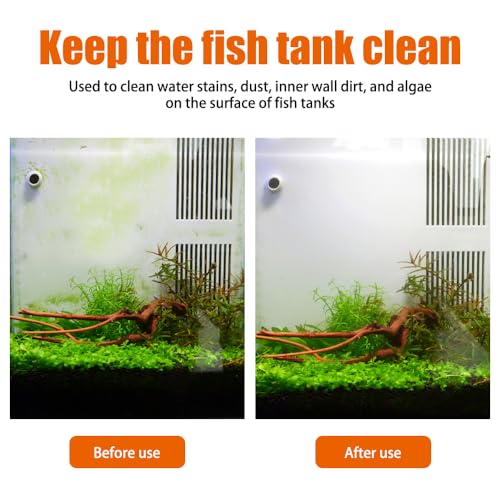 MiOYOOW Aquarium Cleaning Brush, Double Sided Aquarium Algae Scraper with 2PCS Felt Cloth Wipe Long Handle Fish Tank Glass Cleaner for Aquariums Home