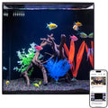 HelloReef 15 Gallon Glofish Complete Freshwater Aquarium Kit with App Controlled Smart LED Lighting, Filtration, Glofish Decor, and Guided Online Learning Center