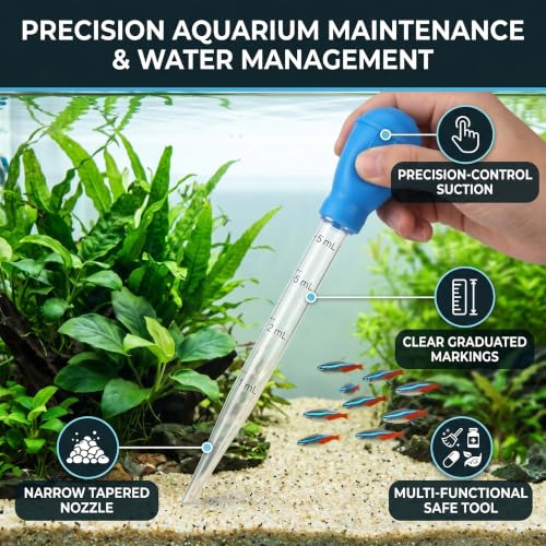 Fish Pipette Dropper, Aquarium Dropper Mini Manual Water Changer Aquarium Gravel Cleaner Waste Remover Changer Aquarium Dropper Pipette Feeder Water Transfer(Blue) - color: Blue