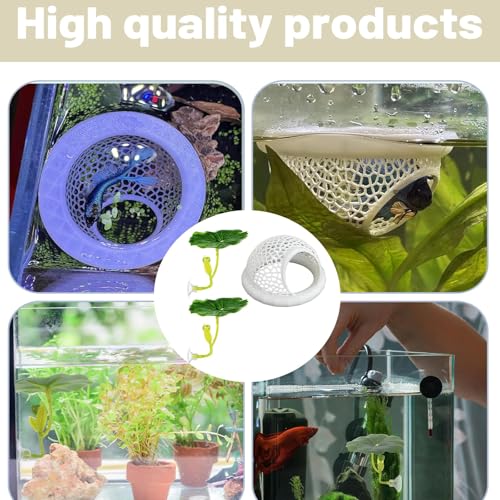 3 Pcs Betta Hammock Set, Betta Fish Hammock, White Betta Fish Tank Accessories with Lotus Leaf Accessories, Fish Hideout for Aquarium Resting Spots for Shrimp