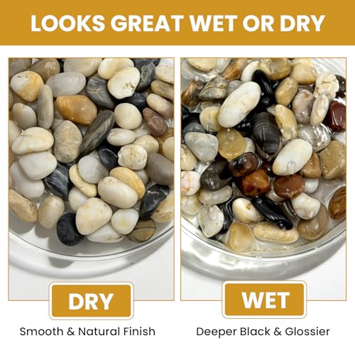 Polished Mixed River Rocks, 5/8 Inch Multi-Color Decorative Pebbles for Aquarium, Landscaping, Plant Decor & Vase Fillers,Natural Polished Mixed Stones for Garden, Crafts-12LB - size: 12lb, style: colorful