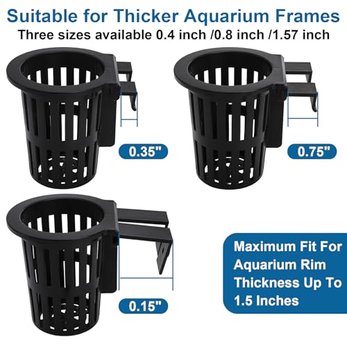 Lawei 12 Pack Aquarium Plant Holder with 3 Size Extension Hooks and Suction Cups, Large Hanging Aquarium Plant Holder, Aquatic Planter Cups Pots for Fish Tank Cultivation and Aquascape Decorations
