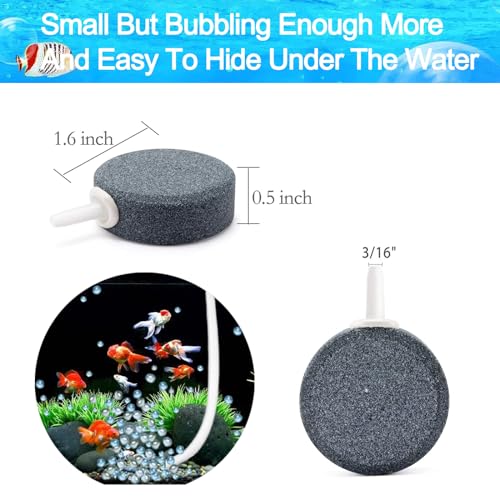 1.6 Inch Aquarium Air Stones Disc Oxygen Diffuser Bubble Air Stone of Aquarium Air Pump Accessories for Nano Air Pumps Fish Tanks Buckets Small Ponds and DWC Reservoirs - color: Grey, size: 6 PCS Stone Disc