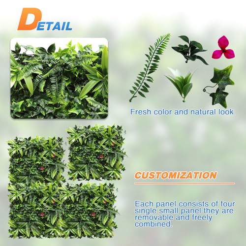 TANG 20"x20"-1PC Artificial Greenery Boxwood Panels Grass Wall Panel, Faux Privacy Fence Ivy Screens Backdrop Fake Hedge for Indoor Outdoor Wedding Décor, Style-7 - color: 20"x20" Panel-7, size: 20"x20"