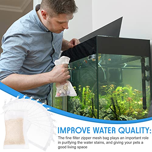 15 Pcs Aquarium Filter Media Bags 150 Micrometer Fine Filter Bags Mesh Reusable with Zipper for Activated Carbon Resins (2.4 x 4 Inch) - size: 2.4 x 4 Inch