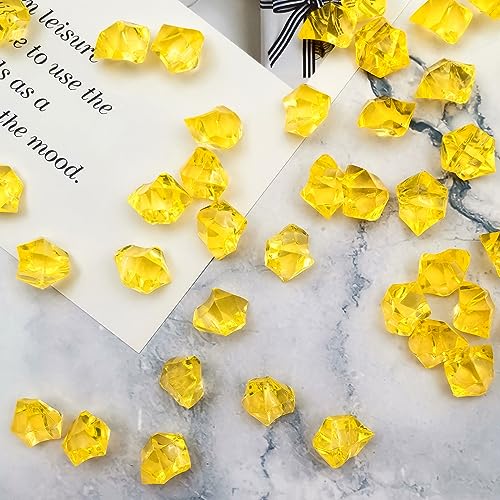 Yellow Vase Fillers for Home Decor, Fake Crushed Ice Cubes, Vase Fillers, 150 pcs Reusable Fake ice Cubes for Photography Accessories Props Decoration for Wedding - color: Yellow-16*22mm-150pcs