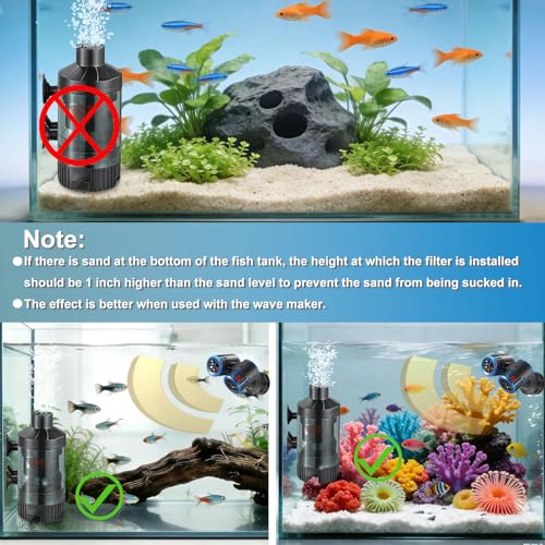 Carefree Fish Aquarium Small Sponge Bubble Filter with Fish Poops Collector Quiet for 3~8Gal Fish Tank for Saltwater and Freshwater(Not Include Air Pump) - size: S(3~8Gal)