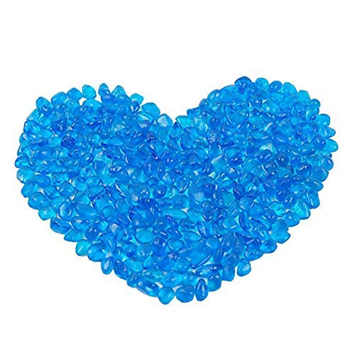 OMEM Aquarium Stone Decorations,Big Blue Glass Crystal Stone, Fish Tank Gravel Decorations,Fantasy Fish Tank(A Pack of 300, Blue) - color: Blue, size: A Pack of 300